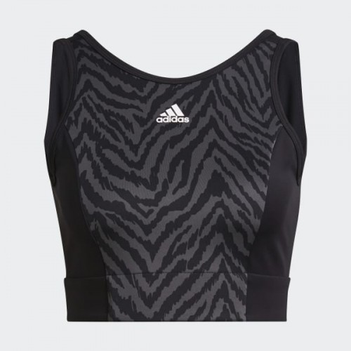 Дамско бюстие ADIDAS AEROREADY DESIGNED TO MOVE ZEBRA-PRINT CROP TOP